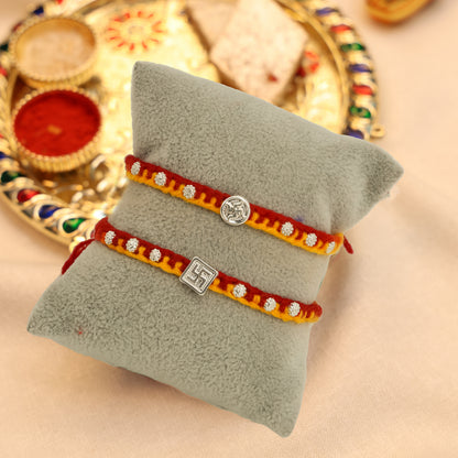 Swastik Charm Rakhi in Silver (combo)