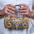 Handcrafted Silver Purse with Gold Floral Engraving