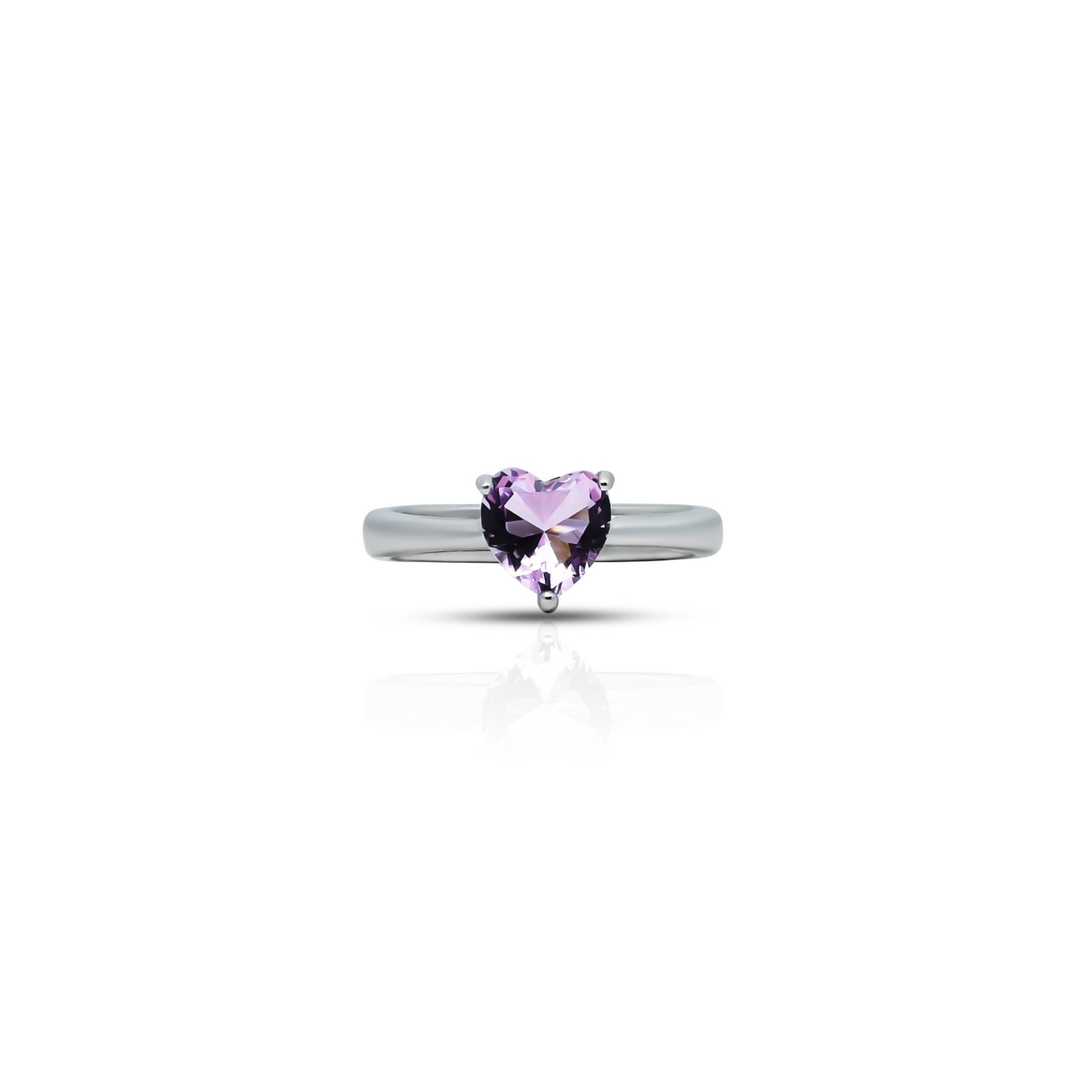 Sterling Silver Ring for Girls with Light Purple Heart Cut Gemstone