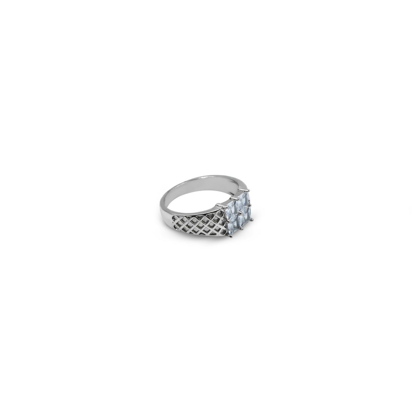 Sterling silver ring featuring sparkling cubic zirconia.