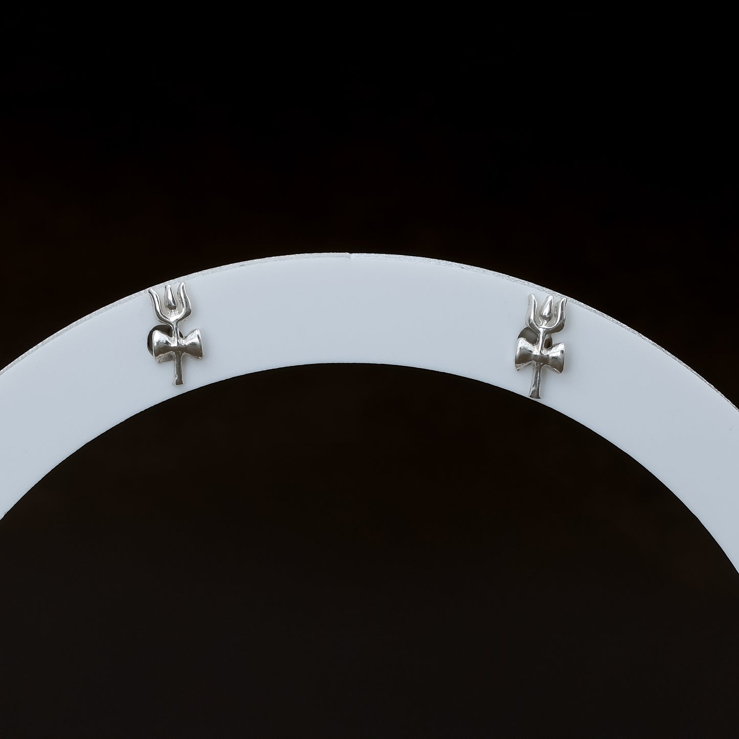 Silver Trishul Damru Divine Stud Earrings