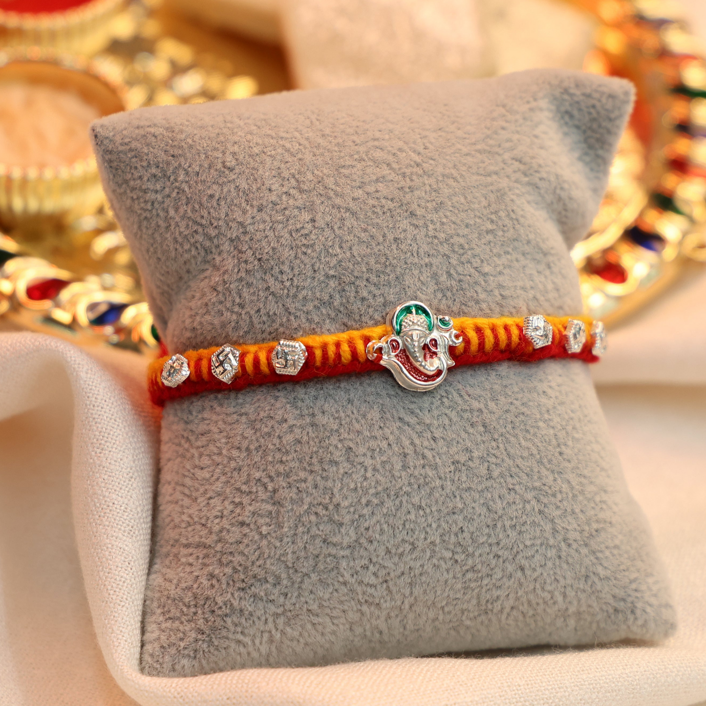 Blessed Ganpati Silver Rakhi