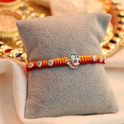 Blessed Ganpati Silver Rakhi