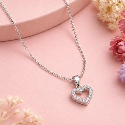 Lightweight Silver Heart Pendent With Chain