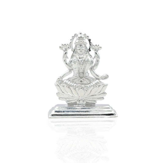 Exquisite silver Laxmi Ji Murti, symbolizing wealth and prosperity.