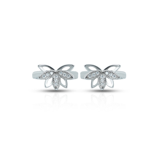 Elegant silver toe ring for girls featuring a butterfly and leaf design