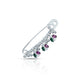 Beautifully Designed Silver Saree Pin Featuring Green and Purple Stone