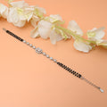 Elegant Silver Bracelet with White Square Stone – Unique Mangalsutra Pattern