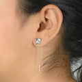 Sterling Silver Butterfly Drop Earrings with Unique Single Stone