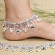 Elegant Colour Silver Anklet with Blue Beads