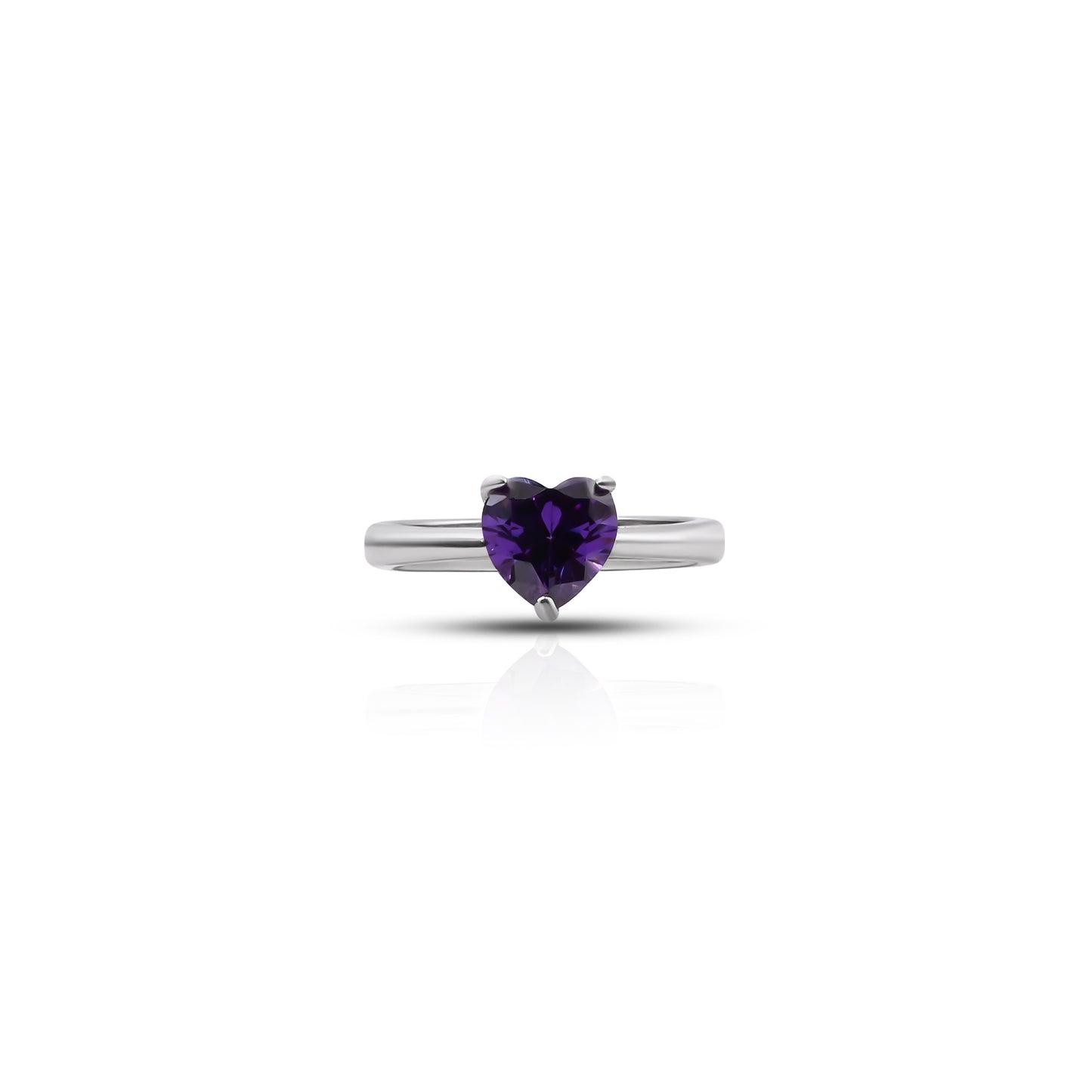 Silver Heart Shape Purple Stone Ring – Khushbu Jewellers