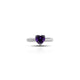 Silver ring with heart-shaped purple stone.