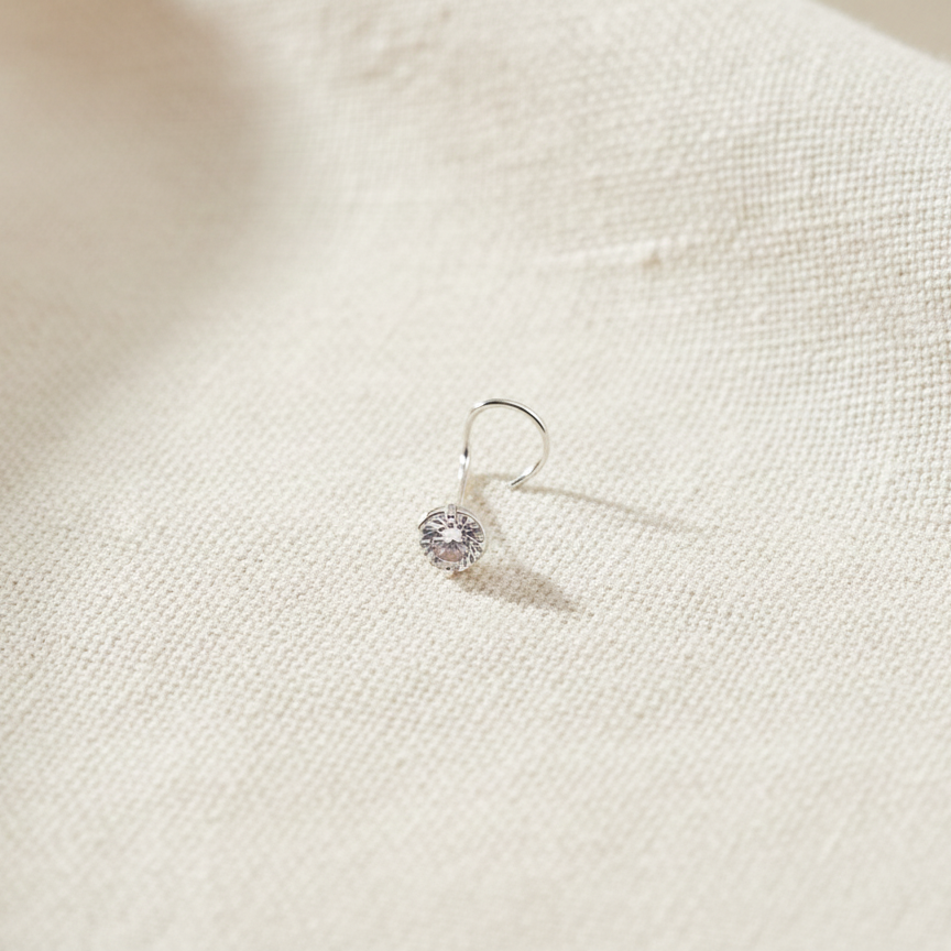 (13 Pcs ₹599 combo) Silver Nose Pin with Round Multicolour Stones