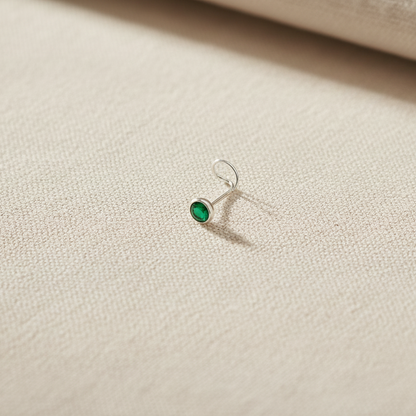 (13 Pcs ₹599 combo) Silver Nose Pin with Round Multicolour Stones