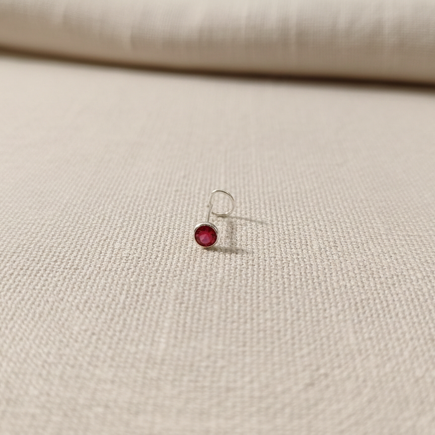 (13 Pcs ₹599 combo) Silver Nose Pin with Round Multicolour Stones