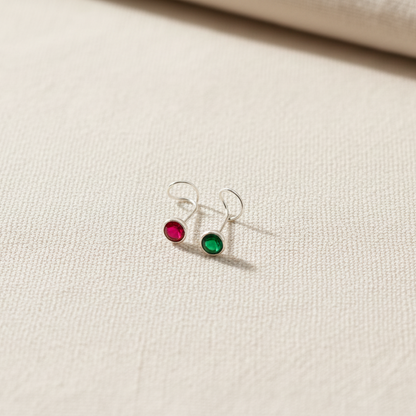 (13 Pcs ₹599 combo) Silver Nose Pin with Round Multicolour Stones