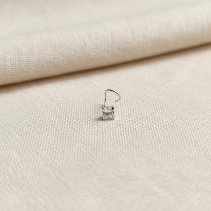 Silver Nose Pin with Square Multicolour Stones