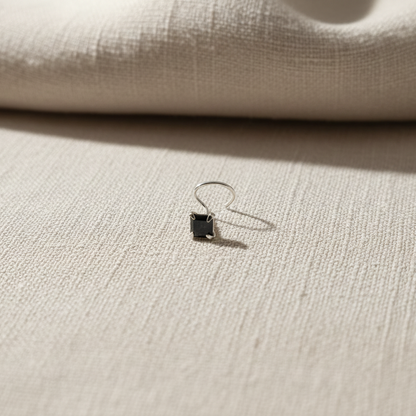 Silver Nose Pin with Square Multicolour Stones