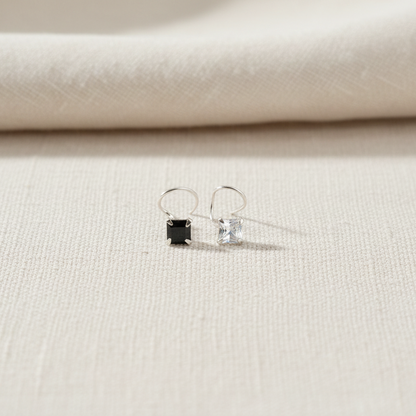 Silver Nose Pin with Square Multicolour Stones