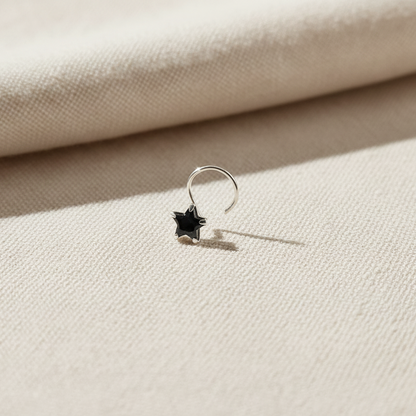 (13 Pcs ₹599 combo) Silver Nose Pin with Star Multicolor Stones