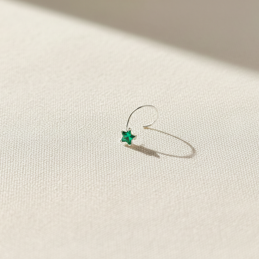 (13 Pcs ₹599 combo) Silver Nose Pin with Star Multicolor Stones