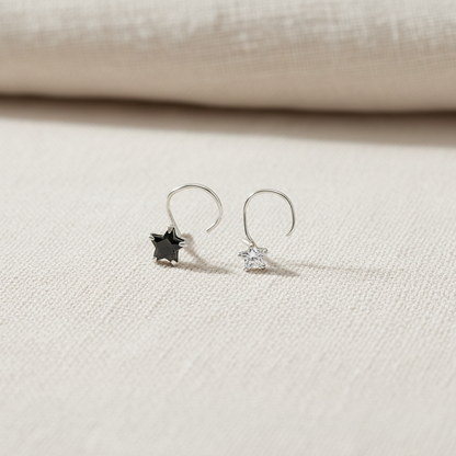 (13 Pcs ₹599 combo) Silver Nose Pin with Star Multicolor Stones