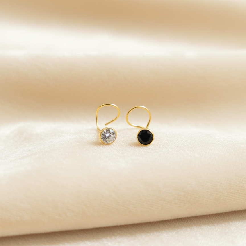 (13 Pcs ₹999 combo) Gold Polish Nose Pin with Round Multicolour Stone