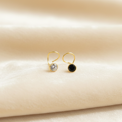 (Buy 1 get 1) Gold Polish Nose Pin with Round Multicolour Stone