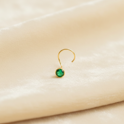 (Buy 1 get 1) Gold Polish Nose Pin with Round Multicolour Stone