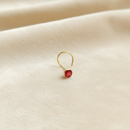 (Buy 1 get 1) Gold Polish Nose Pin with Round Multicolour Stone