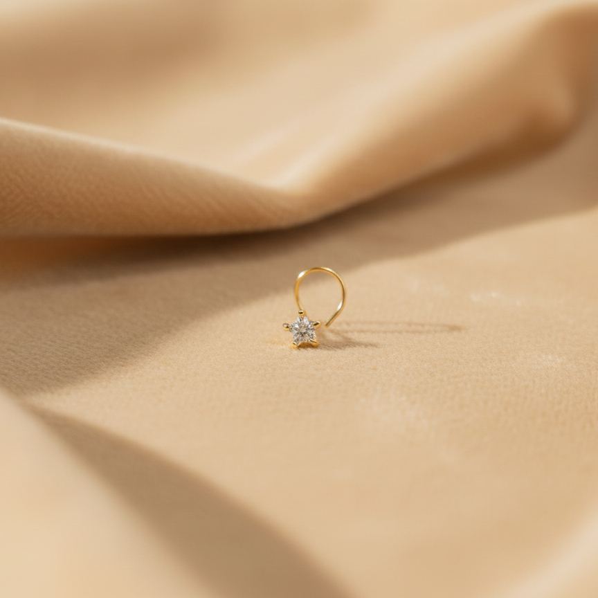 (13 Pcs ₹999 combo) Gold Polish Nose Pin with Star Multicolour Stones