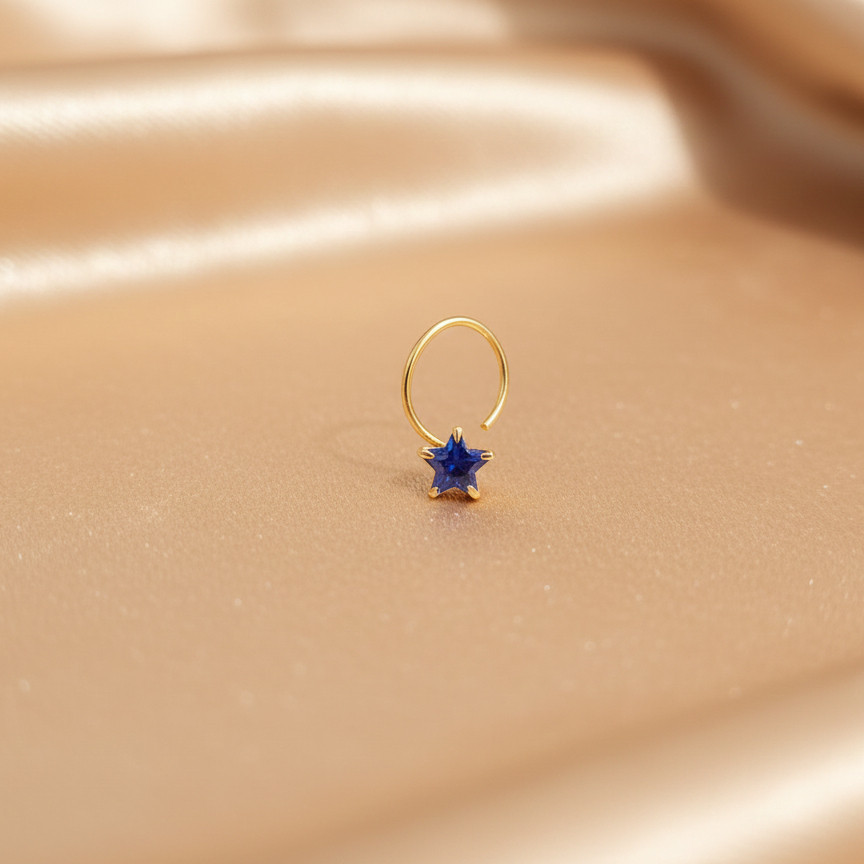 (13 Pcs ₹999 combo) Gold Polish Nose Pin with Star Multicolour Stones