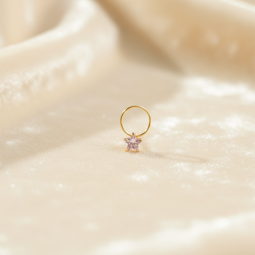 (13 Pcs ₹999 combo) Gold Polish Nose Pin with Star Multicolour Stones