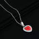 Red heart design pendant featuring colorful stones on a fine chain