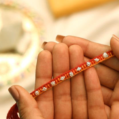 Handcrafted Silver Buds Rakhi Assorted Design
