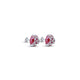 Elegant silver earrings with red gemstones and pearls