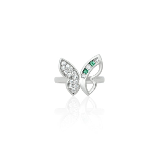 925 silver girls' ring featuring a glowing butterfly design with delicate details.