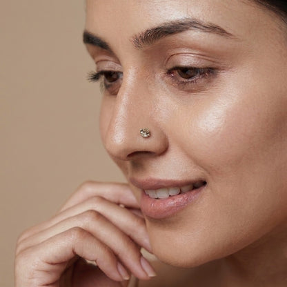 Sterling Silver Nosepin with Brown Stone