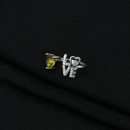 Elegant 925 silver ring for women showcasing a radiant yellow heart, symbolizing love.