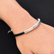 Sterling Silver Black Strip Square Design Bracelet for Boys