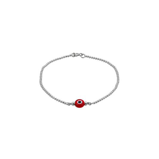 Stylish red evil eye bracelet with an adjustable size, designed for protection and good luck