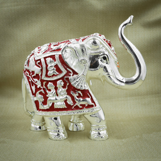 Premium silver-plated elephant statue with vintage design, a perfect addition to your home or office decor.