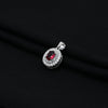 Silver Center Maroon Gem Stone Oval Design Pendant for Girls