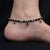 Silver Center Rose with Two Evil Eyes and Butterfly Black and Silver Beads Anklet for Girls