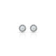 Silver Small CZ Stone on Edge Flower Design Earrings for Girls