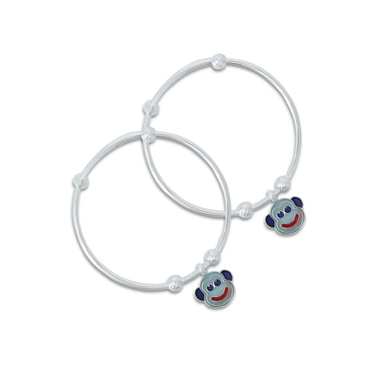 Sterling silver kada featuring a playful monkey design