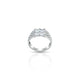 Stylish silver ring featuring square cubic zirconia stone.