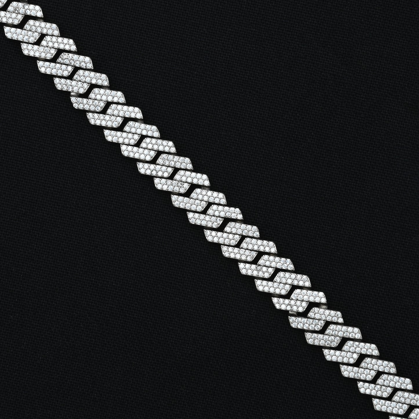 Buy 10mm Premium Silver CZ Studded Cuban Link Chain, Khushbu Jewellers