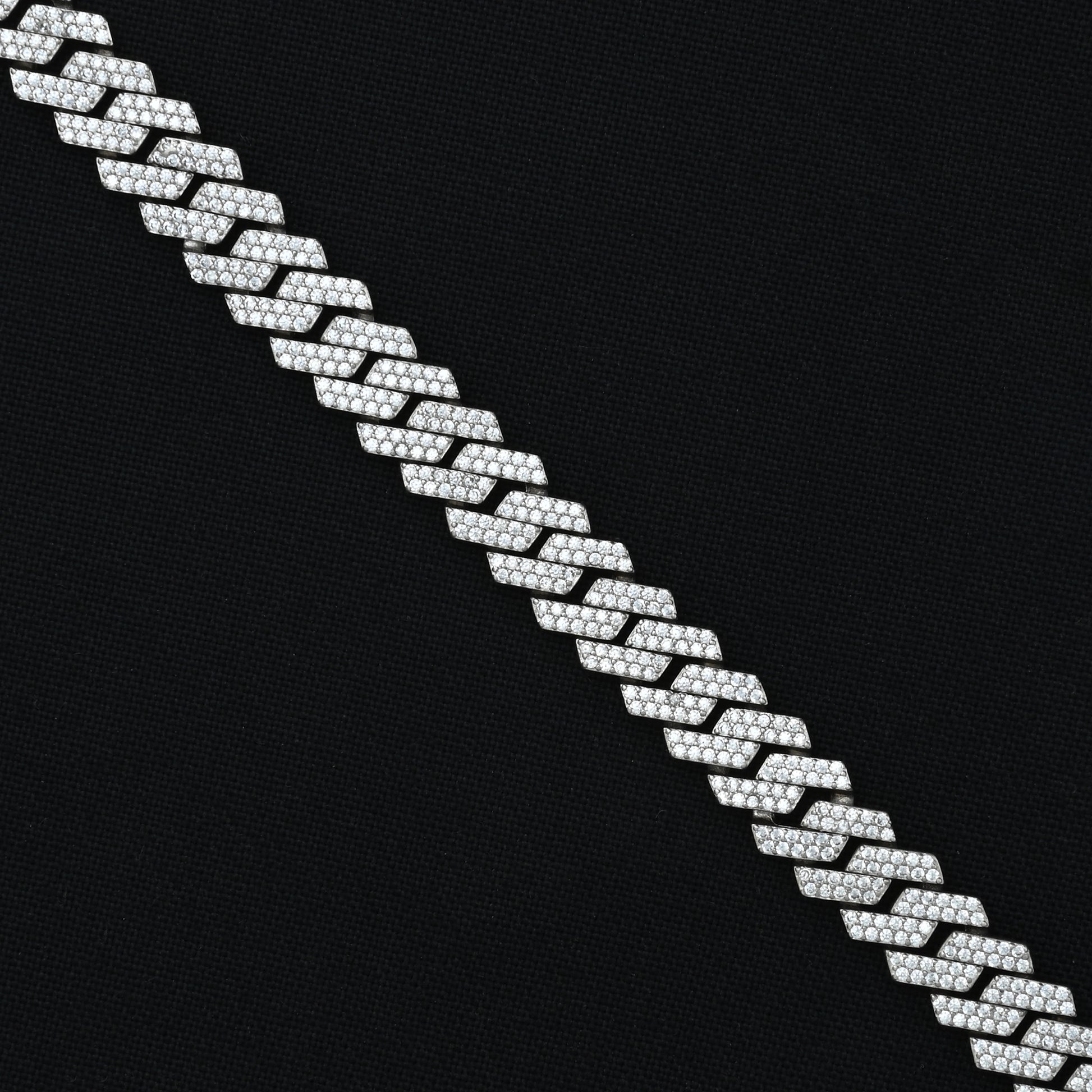 Buy 10mm Premium Silver CZ Studded Cuban Link Chain, Khushbu Jewellers