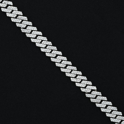 Buy 10mm Premium Silver CZ Studded Cuban Link Chain, Khushbu Jewellers